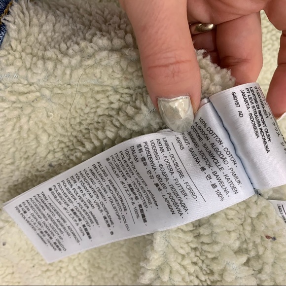 Levi’s faux shearling blue jacket Sz XL - Picture 7 of 8